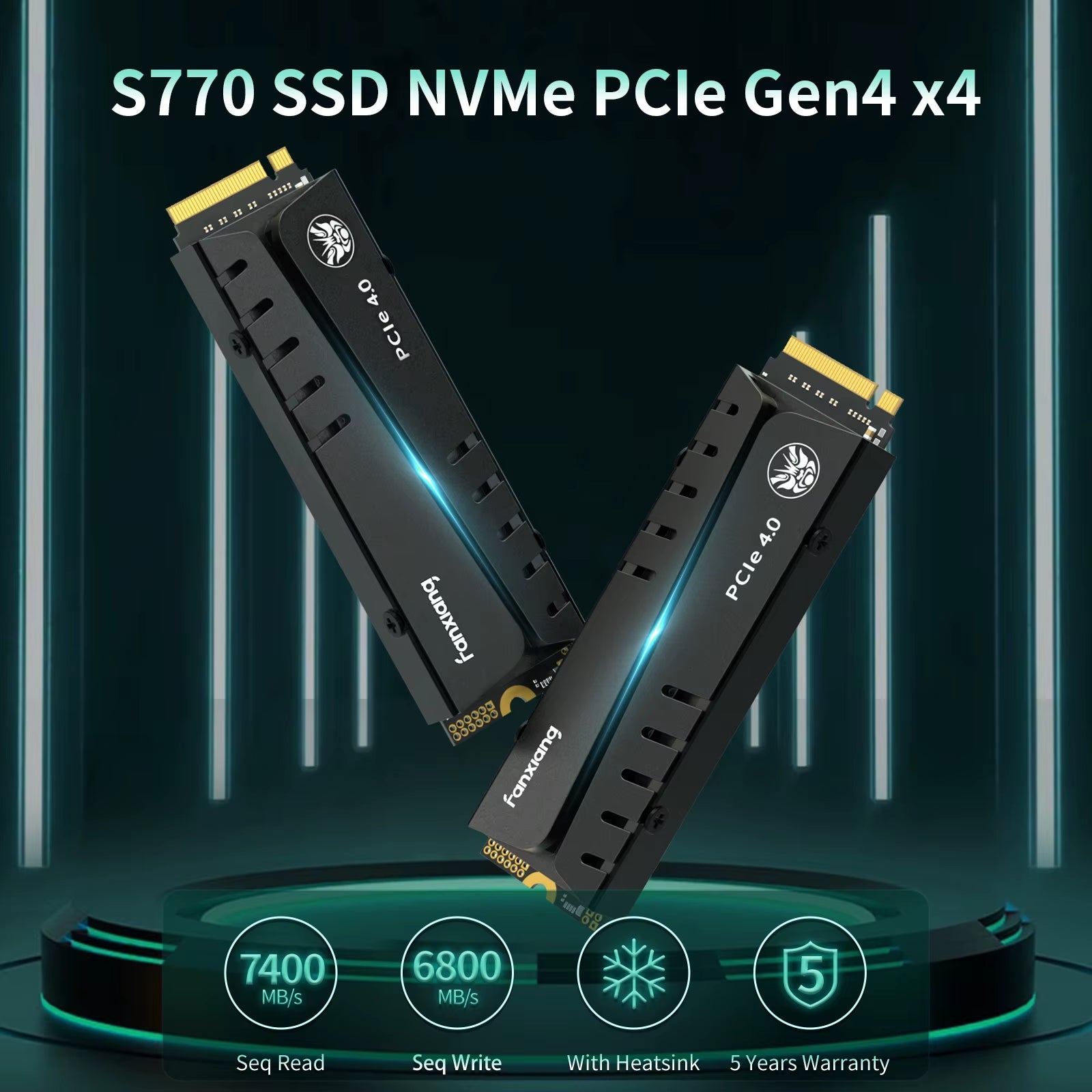 S770 M.2 SSD 500GB 1TB 2TB 4TB up to 7400Mb/S M.2 Nvme Pcie4.0 1G DRAM Cache Internal Solid State Drive for PS5 Desktop